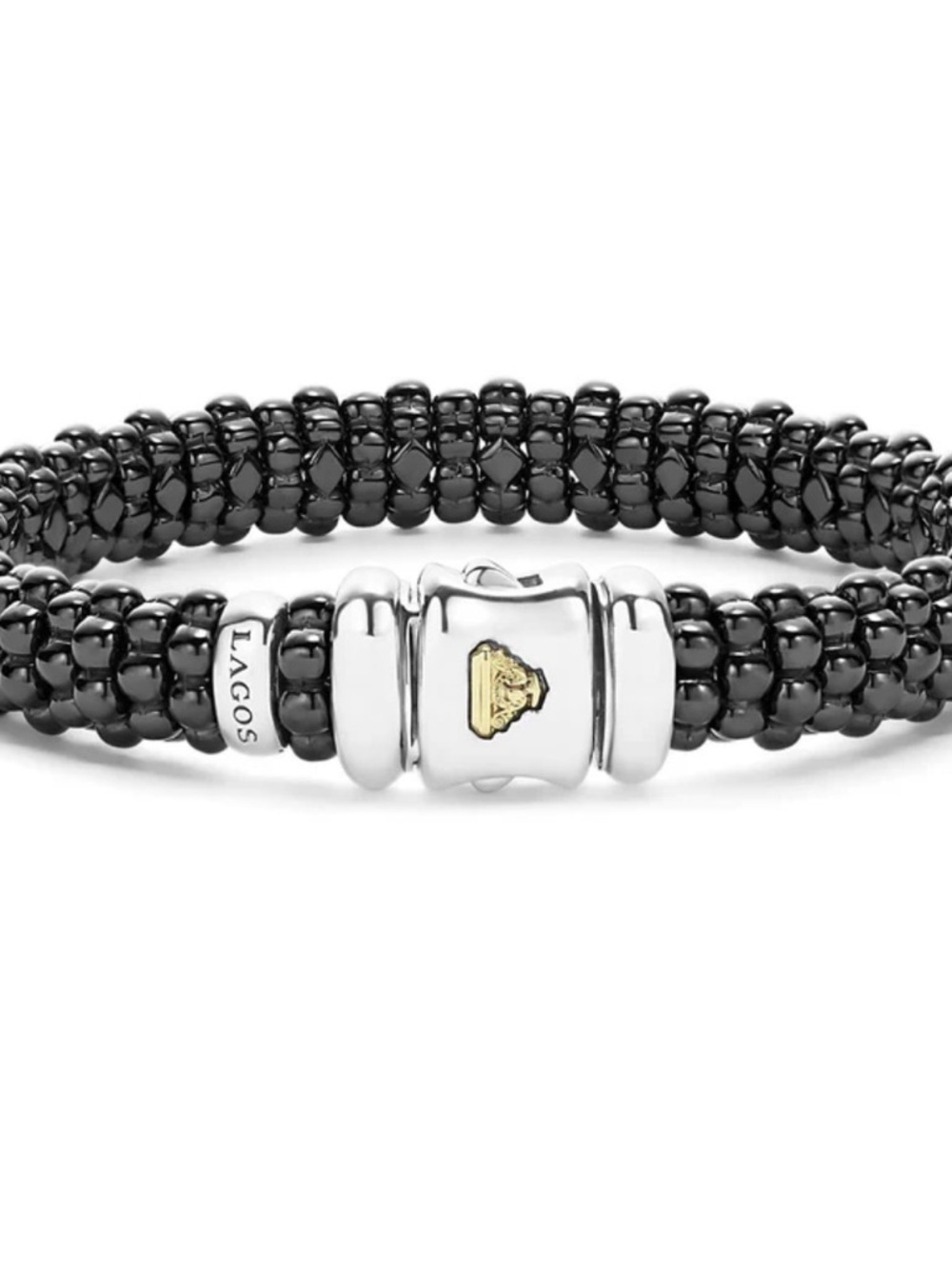 LAGOS Black Caviar Beaded Bracelet with Silver and Gold Accent